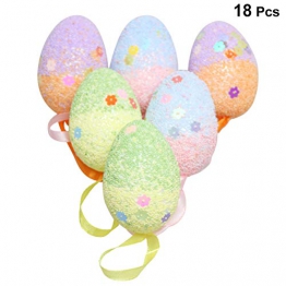 Amosfun 18pcs Uova di polistirolo Uova di Schiuma di Pasqua Appeso Ornamenti Decorazioni di Uova di Pasqua - 1