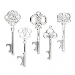Apribottiglie a forma di chiave Vintage assortiti - Set da 50 pezzi - argento - 1