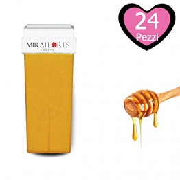 Cartuccia Cera Ricarica al Miele Naturale per Rullo Roll-On per Depilazione. Cera Depilatoria Liposolubile per Ceretta - Miraflores Original MADE IN ITALY - 100 ml 24pz - 1