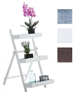 CLP Scaffale a Scala Rita | Scaffale Pieghevole in Legno | Porta Piante in Stile Shabby Chic | Scaletta Decorativa | Scala Decorativa con 3 Ripiani | Scaffale Libri in Stile Country Bianco - 1