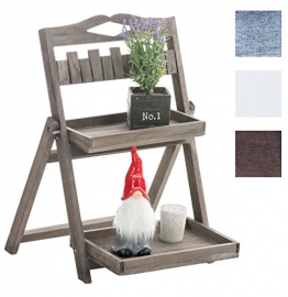 CLP Scaffale a Scaletta Martin - Scaffale a Scala Decorativo in Legno con 2 Ripiani - Étagère Portapiante Scaletta Decorativa Pieghevole - Scala Decorativa Country con Mensole Marrone Scuro - 1