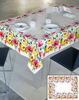 Crema 100% cotone tovaglia tavolo panno ornamenti forma effetto loto fleckenabweisend facile da pulire pratico Motivo Floreale Fiore Motivi Modern Folk Pasqua Primavera Sunny, cotone, crema, 40 x 140 - 1