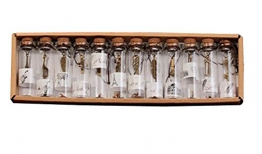 erioctry, bottigliette di vetro trasparente con tappo di sughero, cordoncini, ciondoli e foglietti di carta, dimensioni 2 x 7,1 cm, bomboniere o idee regalo per compleanni, confezione da 12 pezzi - 1