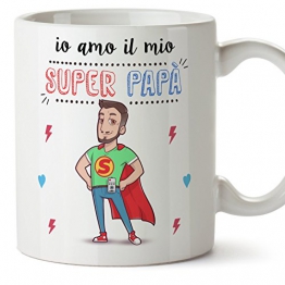 Mugffins Tazza papà Migliore del Mondo – io Amo Il Mio Super papà – Tazza in Ceramica da 350 ml Idea Regalo Festa del papà - 1