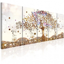 murando Quadro Albero della Vita Klimt 200x80 cm Stampa su Tela in TNT XXL Immagini Moderni Murale Fotografia Grafica Decorazione da Parete 5 Pezzi Astratto l-A-0009-b-n - 1