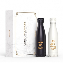 Onebttl Regalo Matrimonio, Mr e Mrs Bottiglia Borraccia Termica per Anniversario Fidanzamento Nozze promessa fidanzati, Matrimonio Decorazioni Accessori bomboniere, Regali di Coppia (500ml, Set di 2) - 1