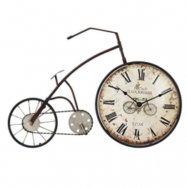 Orologio da Parete Bicicletta/Orologio da Parete Vintage, Numeri Romani in Ferro battuto Orologio Decorativo, Adatto per Soggiorno, Sala da Pranzo, Bar (59 × 38,5 cm) - 1