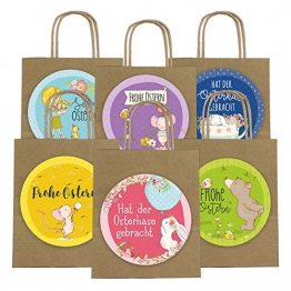 Papierdrachen - Sacchetti Regalo XXL per Bambini a Pasqua – Decorazione Pasquale Creativa con 6 Sacchetti di Carta e Adesivi XXL (14 cm) – Design 62 - 1