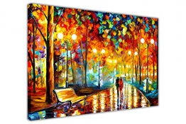 Stampa su tela, "Rain’s Rustle" di Leonid Afremov, stampa artistica con scenario cittadino, Tela, 04- 30" X 20" (76CM X 50CM) - 1