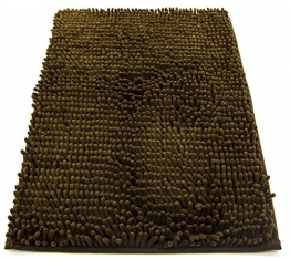 tappeto da bagno camera ingresso e cucina, a pelo lungo 2.5 cm, materiale in microfibra, scendi doccia morbida, assorbente, lavabile in lavatrice, retro in gomma antiscivolo marrone 50x80cm - 1