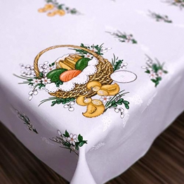 Tovaglia di Pasqua Happy pollo e uova, Poliestere, White, 43" (110cm) x 59" (150cm) - 1
