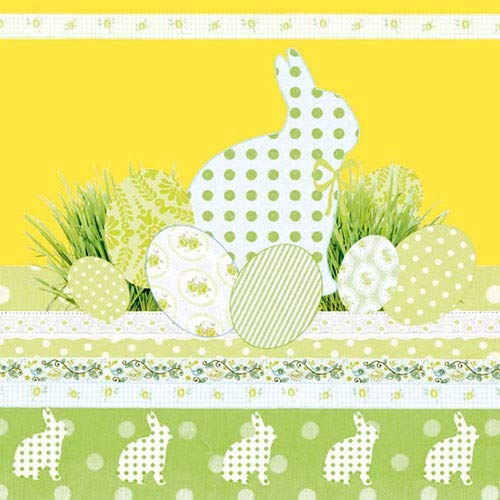 TOVAGLIOLO PASQUA CONIGLIO CON UOVA FONDO GIALLO