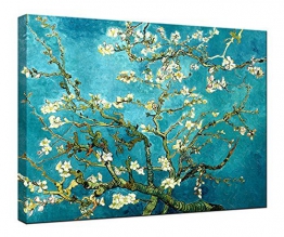 Wieco Art, stampa su tela con riproduzione del "Ramo di mandorlo in fiore" di Van Gogh, stampa Giclée, decorazione da parete, Blue, 16x12inch (40x30cm) - 1