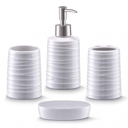 Zeller 18266 Set di Accessori per Bagno, Ceramica, Bianco, 0.1x0.1x0.1 cm, 4 unità - 1
