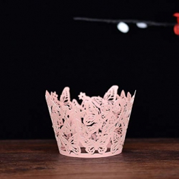 20 PCS Involucri Cupcake Artistici cuociono Le Tazze di Carta della Torta Vine Pizzo Tagliato al Laser Che cuociono i vassoi della Cassa del Muffin per la Festa Nuziale Decorazione di Compleanno Rosa - 1