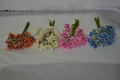72 FIORI BACCHE PISTILLI X SACCHETTI BOMBONIERE DIAMETRO 2,0 CM LUNGHEZZA 10 CM (PANNA)