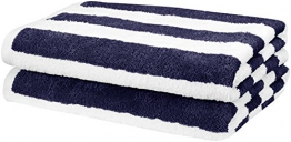 AmazonBasics - Telo mare, motivo a righe, stile cabina da spiaggia, Blu navy, Confezione da 2 - 1