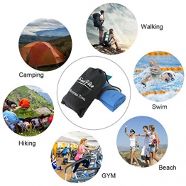 Asciugamano da Spiaggia Set 2 Pezzi| 80x160cm + 39x39cm Teli Mare in Microfibra, Asciugatura Rapida Leggeri Asciugamani per Palestra Piscine, Telo da Viaggio (Blu) - 1