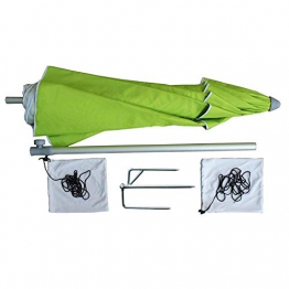 BAKAJI Ombrellone da Mare Spiaggia Giardino Palo in Alluminio con Punta a Tridente Reclinabile Rivestimento in Tessuto Anti UV Diametro 210 cm con Tracolla Custodia Colore Verde Silver - 1