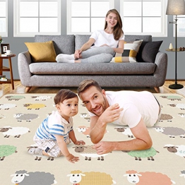 Bakaji Tappeto Gioco per Bambini Double Face Animali del Bosco e Pecorelle Super Tappetone Maxi Spessore in Schiuma Xeva Mat (180 x 200 cm) - 1