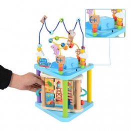 Baobë Set di Giocattoli in Legno con Labirinto, Giocattoli per cubetti Ragazze per Bambini, Labirinto di Perline educativo per Bambini Piccoli, Centro di attività 4-in-1 (Mondo Marino) - 1