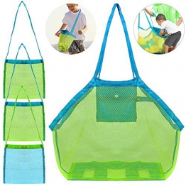 Borsa Sacchetto Rete Grande Portatile Porta Giochi Palle Spiaggia,FineGood Sand Toys Shell Reusable Pieghevole leggero Borsa di Stoccaggio per i Capretti Uomini Donna - Verde - 1