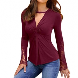 Camicetta delle maglie del camicia della manica lunga della del merletto casuale delle signore delle donne,YanHoo Felpe senza cappuccio da donna,Bluse e camicie da donna - 1