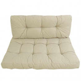 Cuscini per pallet (bancali) sedile + schienale per esterni colore ecru in Olefin | Sedile: 80x120x16 cm + Schienale: 42x120x16 cm | Non scolorisce | Repellente all'acqua | Spedizione gratuite - 1