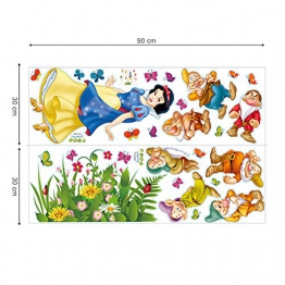 decalmile Bianco Come La Neve e I Sette Nani Principessa Adesivi Murali Fata Adesivi Da Parete Removibile Adesivi Muro Decorazioni Pareti per Bambini Cameretta Asilo Nido - 1