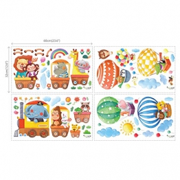 DECOWALL DA-1406 Treno con Animali e Mongolfiere Adesivi da Parete Decorazioni Parete Stickers Murali Soggiorno Asilo Nido Camera da Letto per Bambini - 1