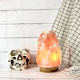 Elore (2-3 kg)Lampada di Sale dell’Himalay Himalayano con Base di bambù Legno, Lampada di Sale Himalaya con Accensione Touch, 2-3kg, 3 Lampadine, 2 pezzi porta candele di sale , Pacco Regalo - 1