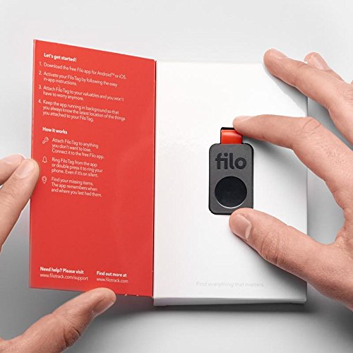 FiloTag – Localizzatore di Oggetti tramite App. Tracker Bluetooth. Colore Bianco. Misure: 25x41x5mm. Nuova Serie 2019. Made in Italy by Filo srl (Pack da 1, Nero)