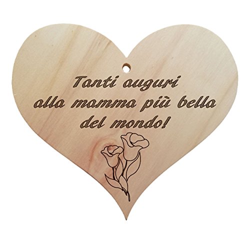 Generico Cuore in Legno da Appendere con Frase Festa della Mamma Idea Regalo Compleanno