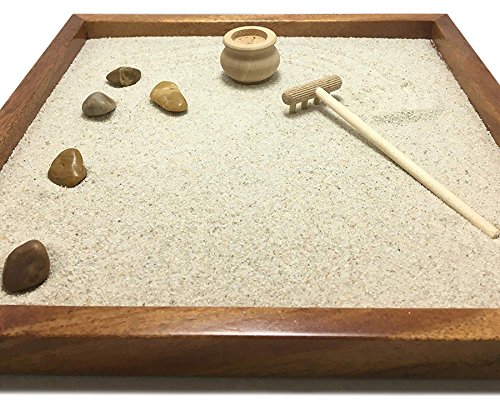 GIARDINO ZEN DA TAVOLO 25×25 2cm di legno massello MOGANO lavorato artigianalmente fatto a mano – Prodotto di Qualita’