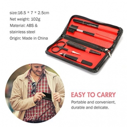 GiBot Pinzette Sopracciglia, 5pcs Kit per la cura del sopracciglio in acciaio inox con pinzette, Forbici per sopracciglia, pettine, matita, rasoi e custodia da viaggio per donne e uomini, nero - 1