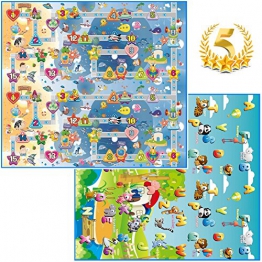 GLOBOLANDIA SRL 92714 Tappeto Bambini ultra morbino, 200x180x1 cm, Doppia faccia (Lettere/Numeri) - 1