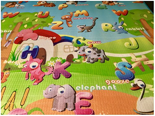 GLOBOLANDIA SRL 92714 Tappeto Bambini ultra morbino, 200x180x1 cm, Doppia faccia (Lettere/Numeri)
