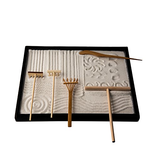 Icnbuys professionale mini strumenti da giardino Zen set tre rastrelli One Bamboo disegno penna One spingendo Sand penna