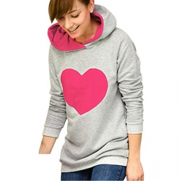 JEELINBORE Famiglia Felpa con Cappuccio per Madre e Figlia Forma di Cuore Amore Maglietta Camicetta Pullover Hoodies a Manica Lunga - Rosso (Mamma), CN S - 1