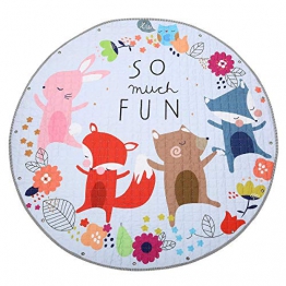 Jeteven Tappeti Bambini Cotone 150cm Portatile Sacco del Giocattolo Tappeto Gioco Tappeto per Il Fitness Bambini Che Strisciano (Fox) - 1