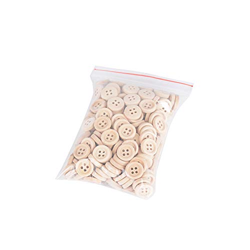 JNCH 200pz Bottoni Legno Naturale Decorativi Decorazione Cucito Scrapbooking Fai da Te con 4 Fori (200pz 13mm)