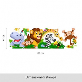 kina R00500 Adesivo murale per Bambini - Animaletti sul Lettino - Misure 100x30 cm - Decorazione Parete, Adesivi per Muro, Carta da Parati - 1