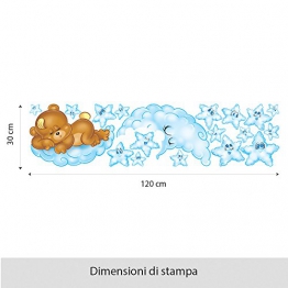 kina RCC0024 Adesivo murale per Bambini Wall Art - Orsetto Dolci Sogni - Misure 120x30 cm - Decorazione Parete, Adesivi per Muro, Carta da Parati - 1