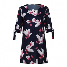 Kword Mini Abito da Cocktail con Maniche Corte E Stampa Floreale Bowknot delle Donne | Vestito da Festa Casual | T-Shirt Lunga da Donna Sexy | Camicetta Casual | Vestito Elegante - 1