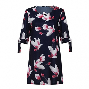 Kword Mini Abito da Cocktail con Maniche Corte E Stampa Floreale Bowknot delle Donne | Vestito da Festa Casual | T-Shirt Lunga da Donna Sexy | Camicetta Casual | Vestito Elegante - 1