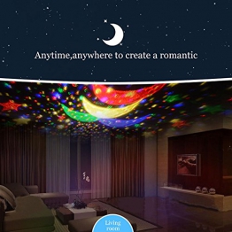 Lampada di Illuminazione Notturna, Rotante Stella Luna Cielo Proiettore per Bambini Camera da Letto (4 Perle Luminose LED,3 Luci di Modalità,Powered by DC5V/AAA Batteria e Cavo USB) (Rosa) - 1
