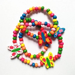 Larcenciel Gioielli per bambini Arcobaleno Bracciale Bracciale Piccola principessa Stretch Perle di legno Set di gioielli per bambini Gioca Fing Up Dress Up (Butterfly) - 1