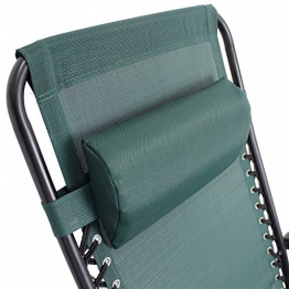 Leogreen - Sedia Pieghevole A Gravità Zero, Poltrona Reclinabile, 165 x 112 x 65 cm, Verde, Textilene, con cuscino, Carico massimo: 100 kg, Accessori: 1 cuscino rimovibile - 1