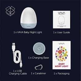 Luce Notturna Bambini VAVA Lampada Notte per Bambini Impermeabile IP65, Abat-jour per Allattamento ABS+PC, 200 Ore di Funzionamento, Luminosità Colore Regolabili, Modalità SOS, Controllo Touch, Timer - 1