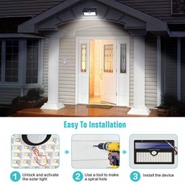 Luce Solare da Esterno, HETP [2Pezzi] 78 LED Lampada Solare con Sensore di Movimento 2000mAh Impermeabile Wireless Luci Solari da Parete con 3 Modalità Lampade Solari di Sicurezza per Giardino - 1